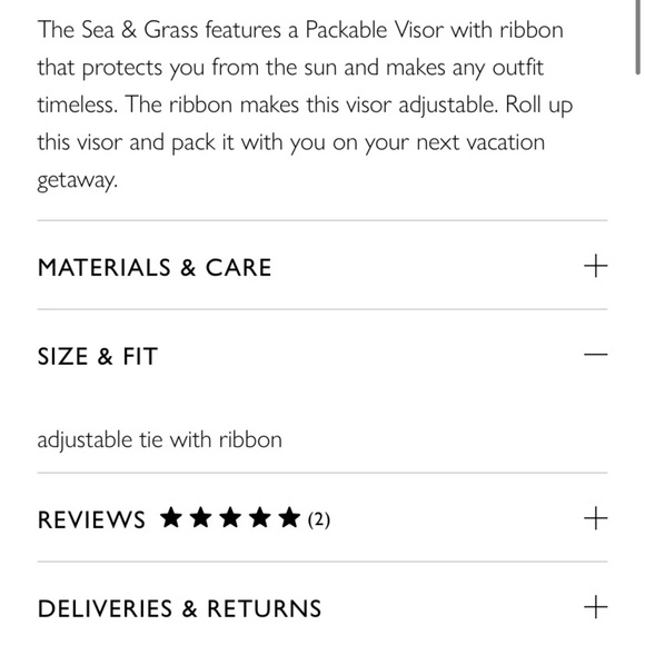 SEA & GRASS Packable visor one size new with tags - Picture 5 of 8